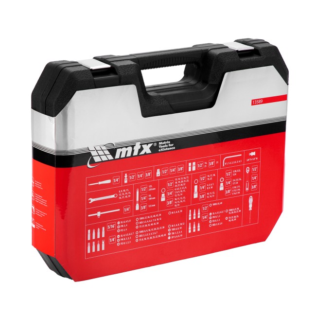 Набор инструментов, 1/2", 3/8", 1/4", пластиковый кейс 215 предметов MTX Набор инструментов, 1/2", 3/8", 1/4", пластиковый кейс 215 предметов MTX