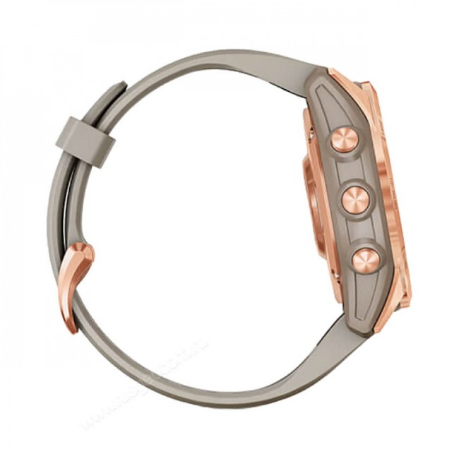 Часы Garmin Fenix 7S Solar цвета розовое золото с песочным силиконовым ремешком Часы Garmin Fenix 7S Solar цвета розовое золото с песочным силиконовым ремешком