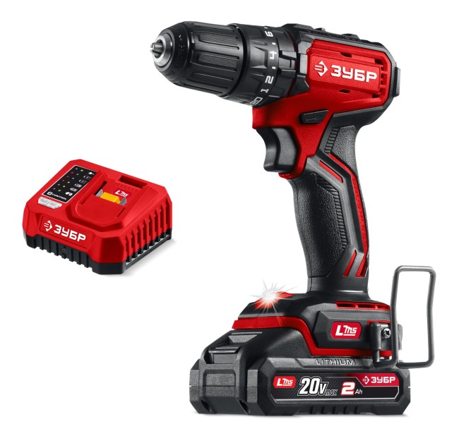 Бесщеточная ударная дрель-шуруповерт ДБУ-45-21 ЗУБР 20 В, 45 Н·м, 1 АКБ LMS (2 А·ч)