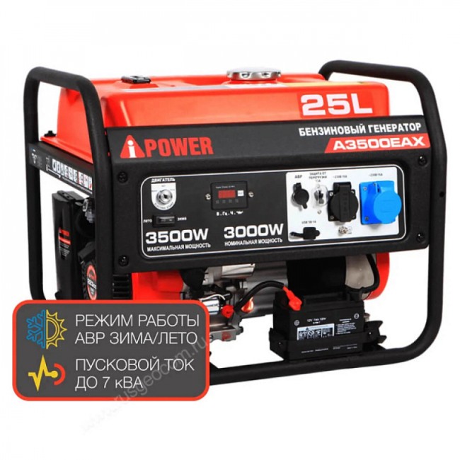 Бензиновый генератор A-iPower A3500EAX + блок автозапуска A-iPower 400 В, 25 А + транспортировочный комплект A-iPower A