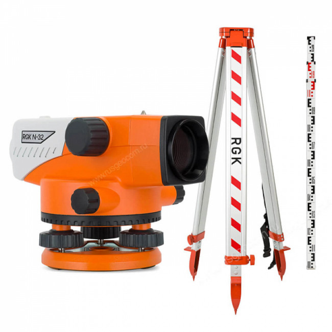 Комплект оптический нивелир RGK N-32 + штатив S6-N + рейка AMO S4 Комплект оптический нивелир RGK N-32 + штатив S6-N + рейка AMO S4