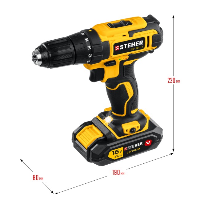 Дрель-шуруповерт CD-160-1 STEHER 1 АКБ