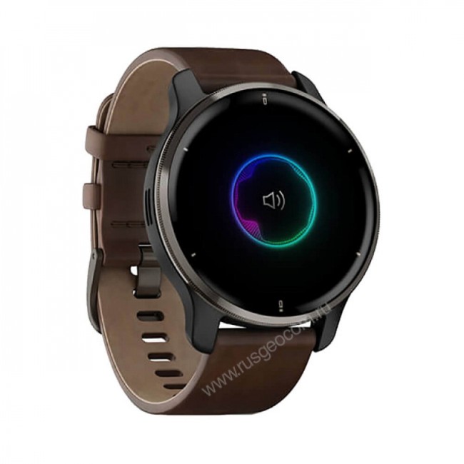 Часы Garmin Venu 2 Plus серый с серым безелем и кожаным ремешком