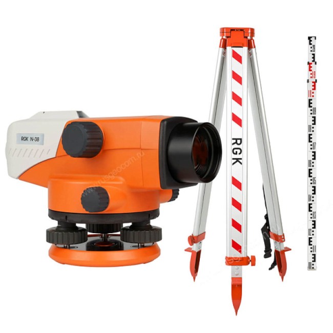 Комплект оптический нивелир RGK N-38 с поверкой + штатив S6-N + рейка AMO S3 Комплект оптический нивелир RGK N-38 с поверкой + штатив S6-N + рейка AMO S3