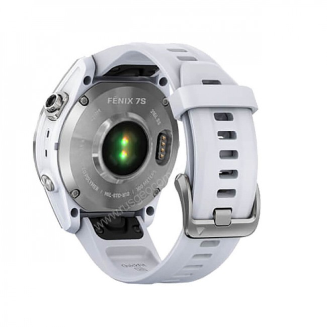Часы Garmin Fenix 7S серебристый с белым силиконовым ремешком