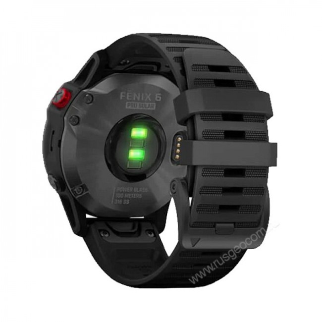 Часы Garmin Fenix 6 Pro Solar серые с черным ремешком