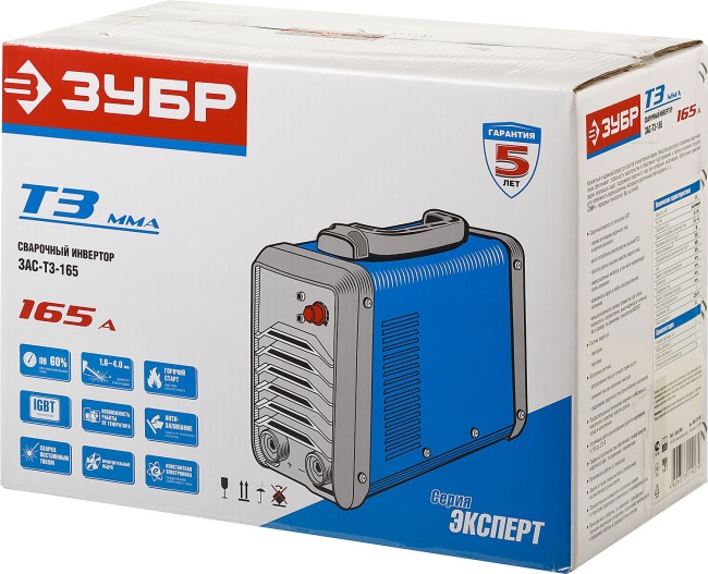 Сварочный аппарат инверторный ЗАС-Т3-165 ЗУБР ММА Сварочный аппарат инверторный ЗАС-Т3-165 ЗУБР ММА