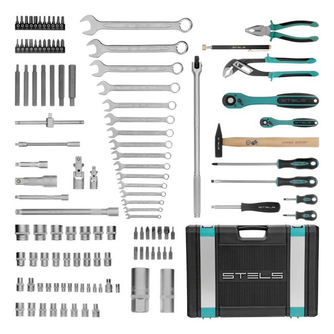 Набор инструментов 1/4", 1/2" Cr-V 119 предметов Stels Набор инструментов 1/4", 1/2" Cr-V 119 предметов Stels