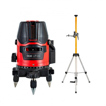 Комплект: лазерный уровень RGK LP-62 + штанга-упор RGK CG-2 Комплект: лазерный уровень RGK LP-62 + штанга-упор RGK CG-2