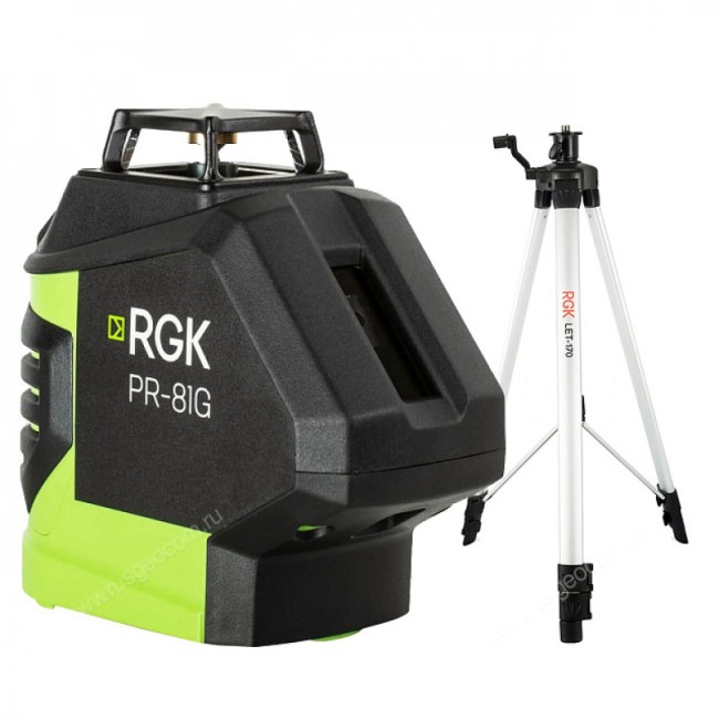 Комплект: лазерный уровень RGK PR-81G + штатив RGK LET-170 Комплект: лазерный уровень RGK PR-81G + штатив RGK LET-170