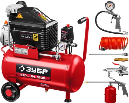 Масляный воздушный компрессор КПМ-240-24 Н6 ЗУБР 6 предметов Масляный воздушный компрессор КПМ-240-24 Н6 ЗУБР 6 предметов