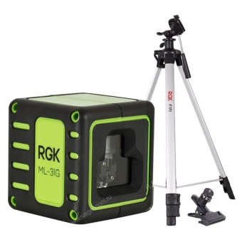 Комплект: лазерный уровень RGK ML-31G с калибровкой + штатив RGK F170, кронштейн RGK K-5