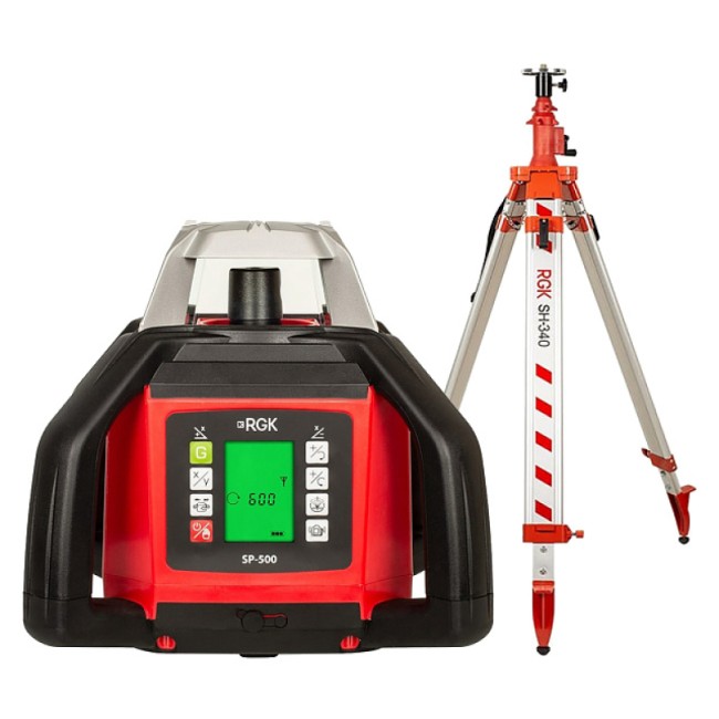 Комплект: ротационный нивелир RGK SP-500 + элевационный штатив RGK SH-340 Комплект: ротационный нивелир RGK SP-500 + элевационный штатив RGK SH-340