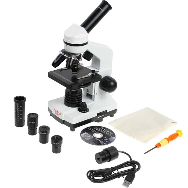 Микроскоп школьный Микромед Эврика 40x-1600x (вар. 2) с видеоокуляром