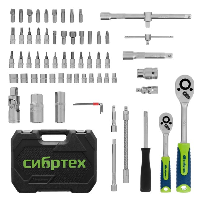 Набор инструментов 1/2", 1/4" 94 предмета Сибртех Набор инструментов 1/2", 1/4" 94 предмета Сибртех
