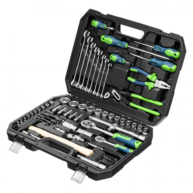 Набор инструментов 1/2", 1/4" 76 предметов Сибртех Набор инструментов 1/2", 1/4" 76 предметов Сибртех