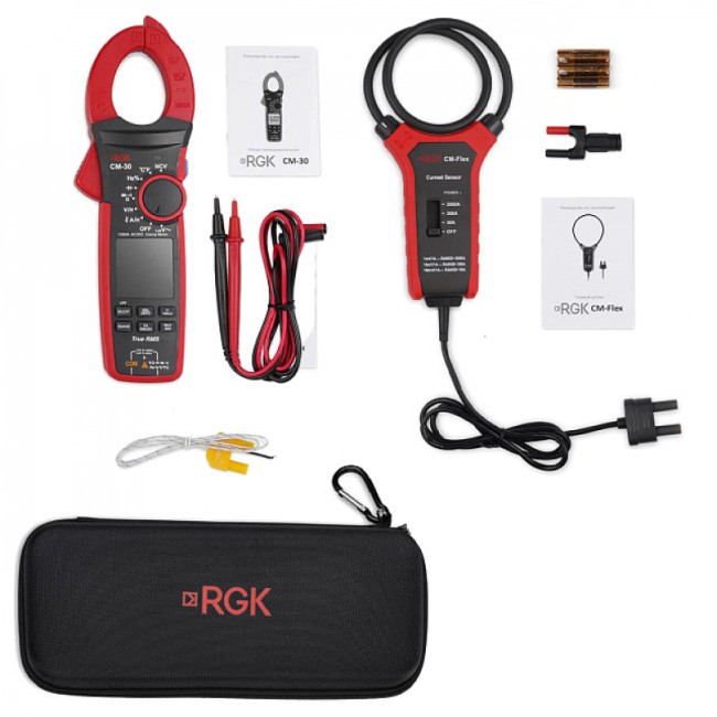 Токоизмерительные клещи RGK CM-30 с поверкой + Токовый датчик RGK CM-Flex Токоизмерительные клещи RGK CM-30 с поверкой + Токовый датчик RGK CM-Flex