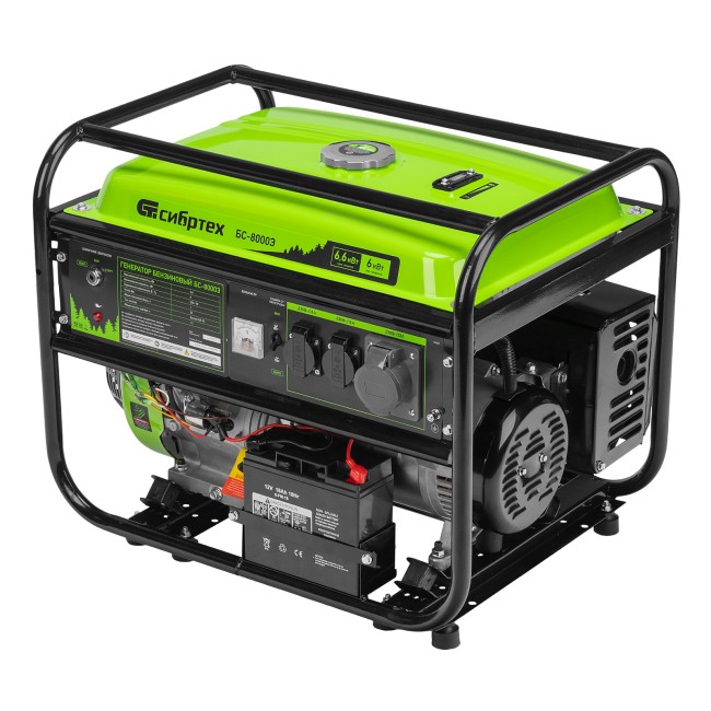 Генератор бензиновый БС-8000Э, 6,6 кВт Сибртех