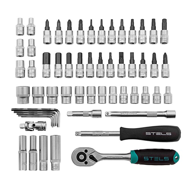 Набор инструментов, 1/4", CrV 57 предметов Stels Набор инструментов, 1/4", CrV 57 предметов Stels