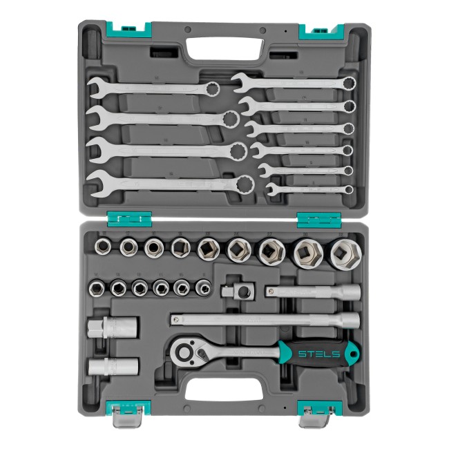 Набор инструментов, 1/2", CrV 31 предмет Stels Набор инструментов, 1/2", CrV 31 предмет Stels