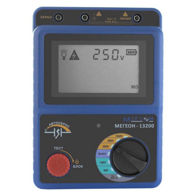 Измеритель сопротивления изоляции (Мегаомметр) МЕГЕОН 13200 с поверкой Измеритель сопротивления изоляции (Мегаомметр) МЕГЕОН 13200 с поверкой