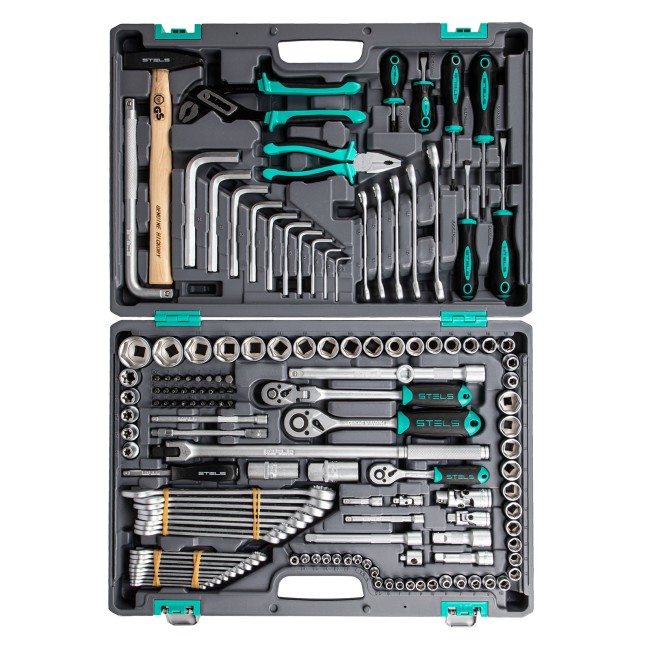 Набор инструментов 1/2",3/8", 1/4", CrV 142 предмета Stels Набор инструментов 1/2",3/8", 1/4", CrV 142 предмета Stels